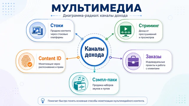 Радиальная диаграмма каналов дохода от ИИ-музыки